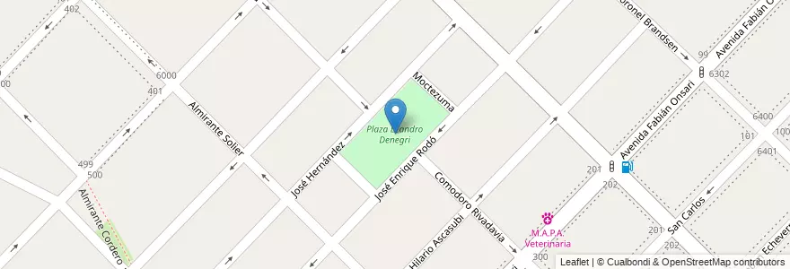 Mapa de ubicacion de Plaza Leandro Denegri en アルゼンチン, ブエノスアイレス州, Partido De Avellaneda, Wilde.