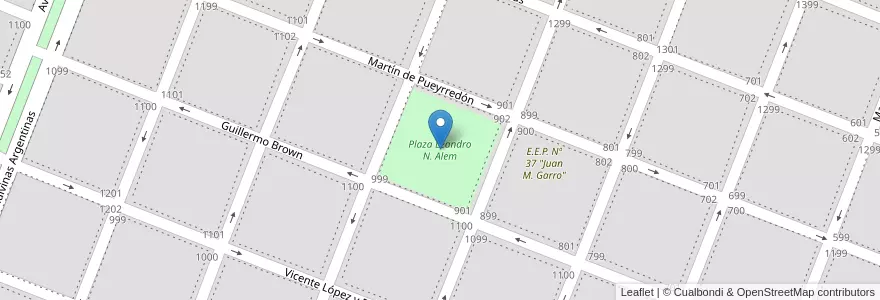 Mapa de ubicacion de Plaza Leandro N. Alem en Argentinien, Chaco, Departamento Comandante Fernández, Municipio De Presidencia Roque Sáenz Peña, Presidencia Roque Sáenz Peña.