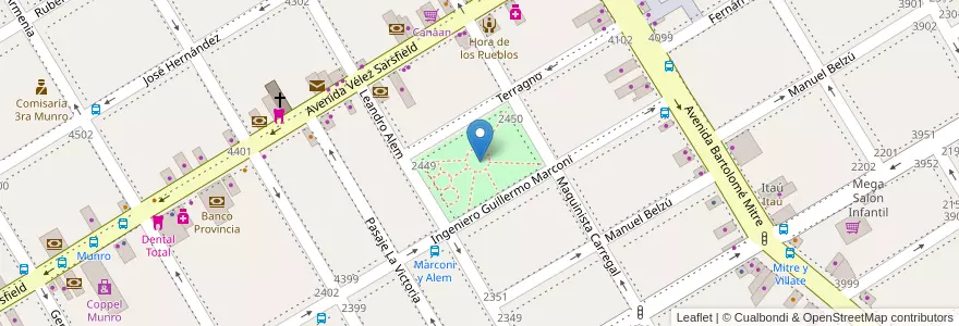 Mapa de ubicacion de Plaza Leandro N. Alem en Arjantin, Buenos Aires, Partido De Vicente López, Vicente López.