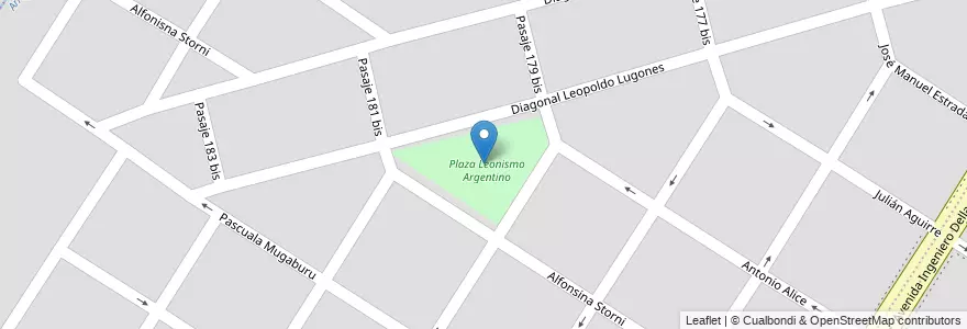 Mapa de ubicacion de Plaza Leonismo Argentino en アルゼンチン, ブエノスアイレス州, Partido De General Pueyrredón, Mar Del Plata.