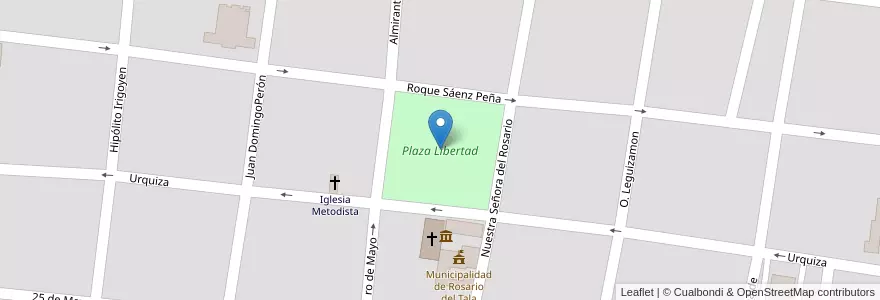 Mapa de ubicacion de Plaza Libertad en アルゼンチン, エントレ・リオス州, Departamento Tala, Distrito Pueblo Segundo, Rosario Del Tala.
