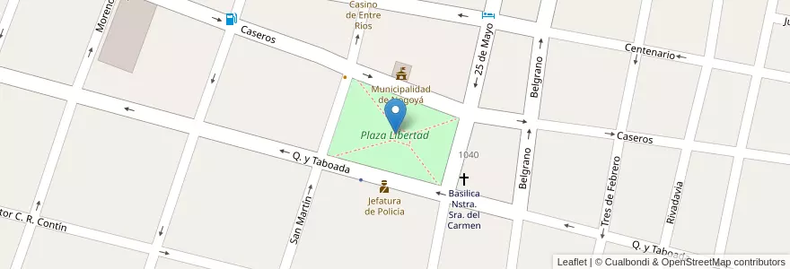 Mapa de ubicacion de Plaza Libertad en Argentina, Provincia Di Entre Ríos, Departamento Nogoyá, Nogoyá, Distrito Montoya.