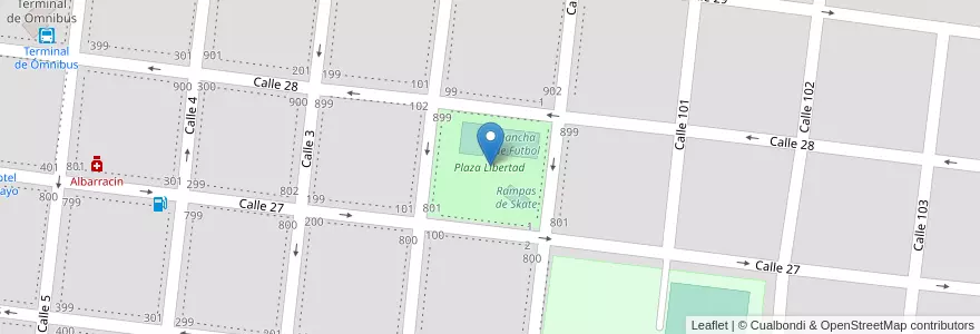Mapa de ubicacion de Plaza Libertad en 阿根廷, 布宜诺斯艾利斯省, Partido De Veinticinco De Mayo, Veinticinco De Mayo.