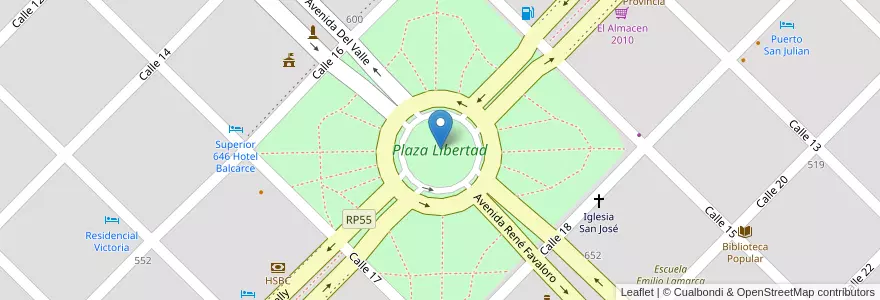 Mapa de ubicacion de Plaza Libertad en Argentina, Buenos Aires, Partido De Balcarce.