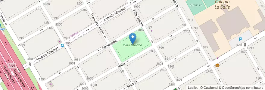 Mapa de ubicacion de Plaza Libertad en Аргентина, Буэнос-Айрес, Partido De Vicente López, Vicente López.