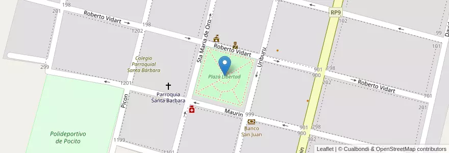 Mapa de ubicacion de Plaza Libertad en 阿根廷, San Juan, 智利, Pocito.