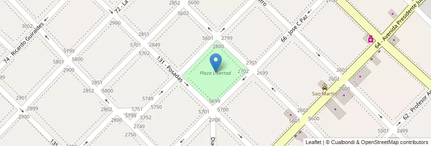 Mapa de ubicacion de Plaza Libertad en Argentinië, Buenos Aires, Partido De General San Martín, Billinghurst.
