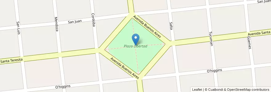 Mapa de ubicacion de Plaza Libertad en 阿根廷, 布宜诺斯艾利斯省, Partido De General Alvarado.
