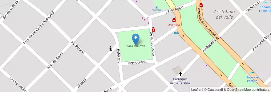 Mapa de ubicacion de Plaza Libertad en الأرجنتين, Misiones, Departamento Cainguás, Municipio De Aristóbulo Del Valle, Aristóbulo Del Valle.