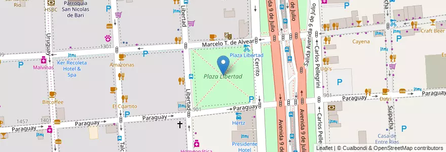 Mapa de ubicacion de Plaza Libertad, Retiro en Argentinië, Ciudad Autónoma De Buenos Aires, Comuna 1, Buenos Aires.