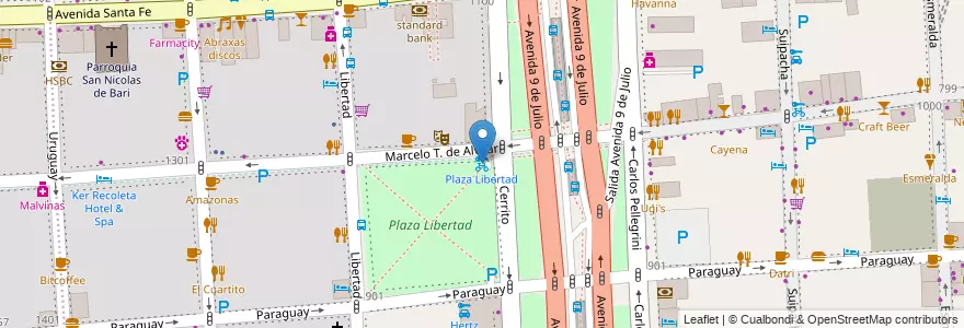 Mapa de ubicacion de Plaza Libertad, Retiro en Arjantin, Ciudad Autónoma De Buenos Aires, Comuna 1, Buenos Aires.