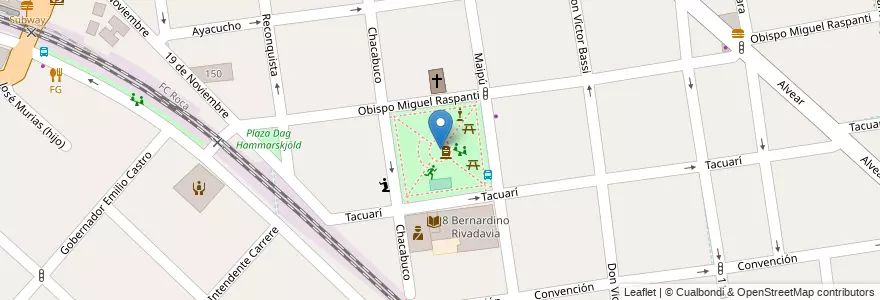 Mapa de ubicacion de Plaza Libertador General San Martín en 아르헨티나, 부에노스아이레스주, Partido De Morón, Haedo.