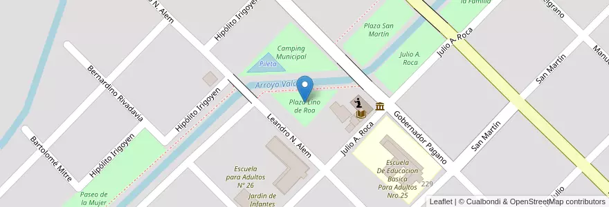 Mapa de ubicacion de Plaza Lino de Roa en آرژانتین, استان ریو نگرو، آرژانتین, Departamento Valcheta, Valcheta, Valcheta.