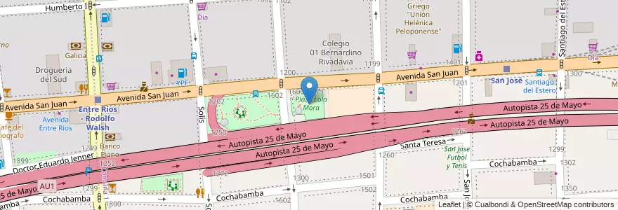 Mapa de ubicacion de Plaza Lola Mora, Constitucion en アルゼンチン, Ciudad Autónoma De Buenos Aires, Comuna 1, ブエノスアイレス.