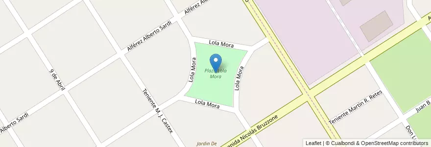 Mapa de ubicacion de Plaza Lola Mora en 아르헨티나, 부에노스아이레스주, Partido De Esteban Echeverría, Monte Grande.