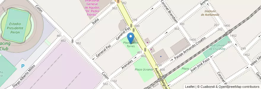 Mapa de ubicacion de Plaza Lolita Torres en アルゼンチン, ブエノスアイレス州, Partido De Avellaneda, Avellaneda.