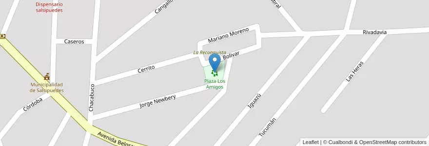 Mapa de ubicacion de Plaza Los Amigos en Arjantin, Córdoba, Departamento Colón, Pedanía Río Ceballos, Municipio De Salsipuedes, Salsipuedes.