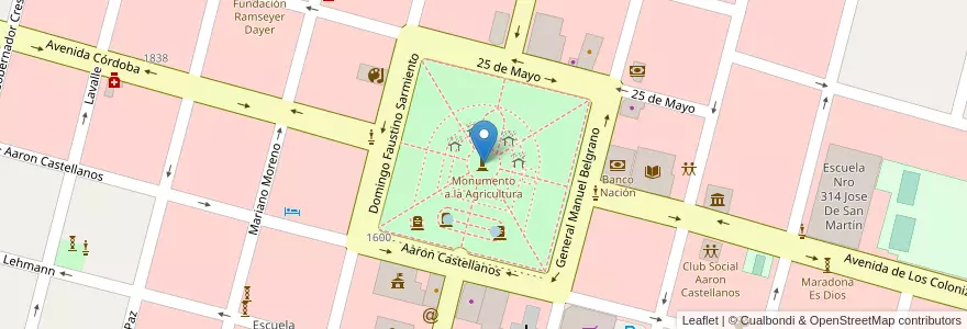 Mapa de ubicacion de Plaza Los Colonizadores en Argentina, Santa Fe, Departamento Las Colonias, Municipio De Esperanza, Esperanza.