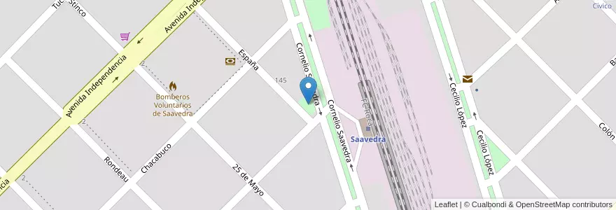 Mapa de ubicacion de Plaza Los Jovenes en Argentina, Provincia Di Buenos Aires, Partido De Saavedra, Saavedra.