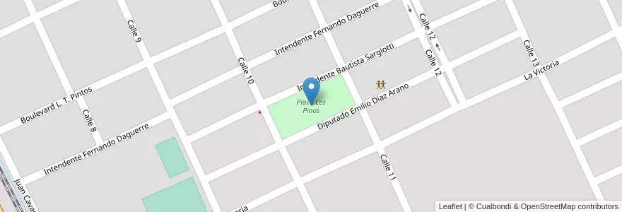 Mapa de ubicacion de Plaza Los Pinos en Arjantin, Buenos Aires, Brandsen.