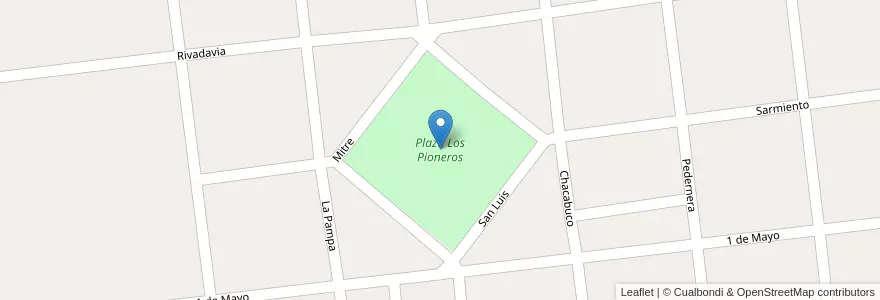 Mapa de ubicacion de Plaza Los Pioneros en الأرجنتين, San Luis, Gobernador Dupuy, Comisión Municipal De Nueva Galia.
