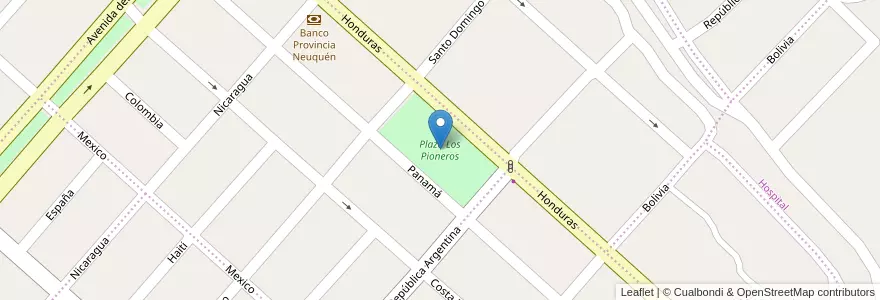 Mapa de ubicacion de Plaza Los Pioneros en Аргентина, Чили, Неукен, Departamento Confluencia, Centenario.