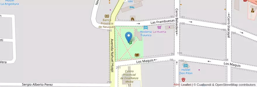 Mapa de ubicacion de Plaza Los Pioneros en Argentinië, Chili, Neuquén, Departamento Los Lagos, Villa La Angostura, Villa La Angostura.