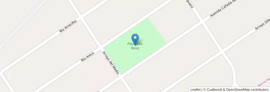 Mapa de ubicacion de Plaza Los Teros en Argentine, Province De Buenos Aires, Partido De Exaltación De La Cruz, Barrio Parque Exaltación De La Cruz.