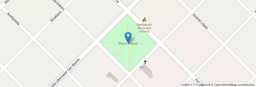 Mapa de ubicacion de Plaza Maciel en アルゼンチン, ブエノスアイレス州, Partido De Coronel Dorrego.