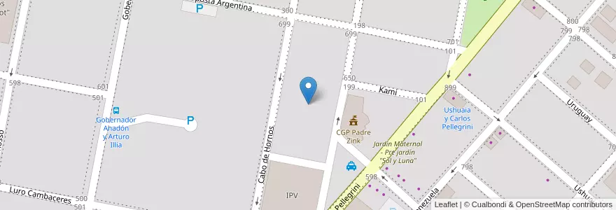 Mapa de ubicacion de Plaza "Mafalda" en آرژانتین, استان تیرا دل فوئگو, شیلی, Río Grande, Departamento Río Grande.