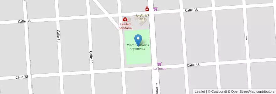 Mapa de ubicacion de Plaza "Malvinas Argentinas" en Arjantin, Buenos Aires, Partido De La Costa, Las Toninas.