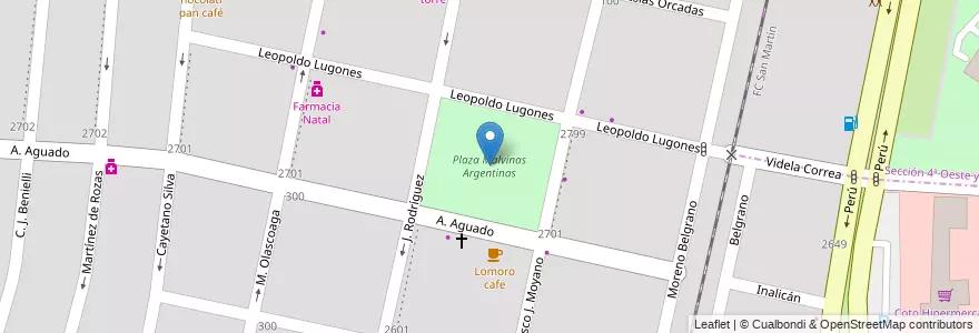 Mapa de ubicacion de Plaza Malvinas Argentinas en 아르헨티나, 칠레, Mendoza, Departamento Capital, Ciudad De Mendoza.