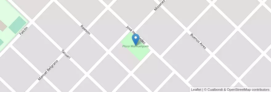 Mapa de ubicacion de Plaza Mamuelquen en 阿根廷, 布宜诺斯艾利斯省, Partido De General Viamonte, Los Toldos.