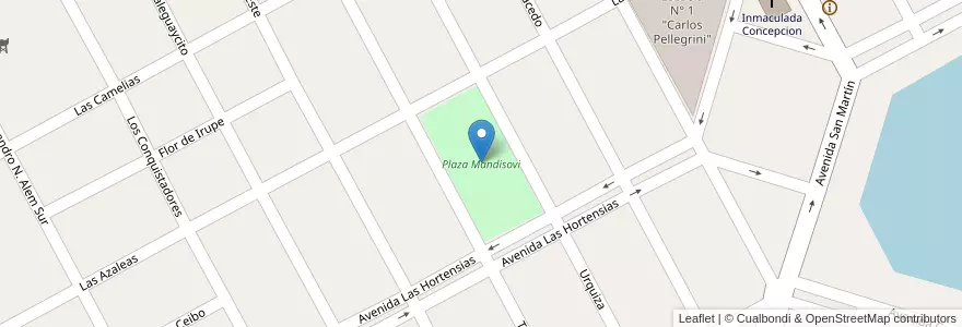 Mapa de ubicacion de Plaza Mandisovi en 아르헨티나, 엔트레리오스주, Departamento Federación, Distrito Gualeguaycito, Federación.