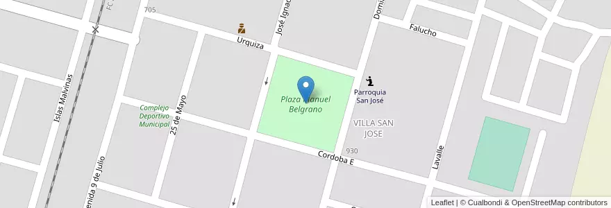Mapa de ubicacion de Plaza Manuel Belgrano en Arjantin, Salta, San José De Metán, Municipio De Metán, Metán.