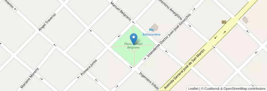 Mapa de ubicacion de Plaza Manuel Belgrano en 阿根廷, 布宜诺斯艾利斯省, Partido De Ramallo.