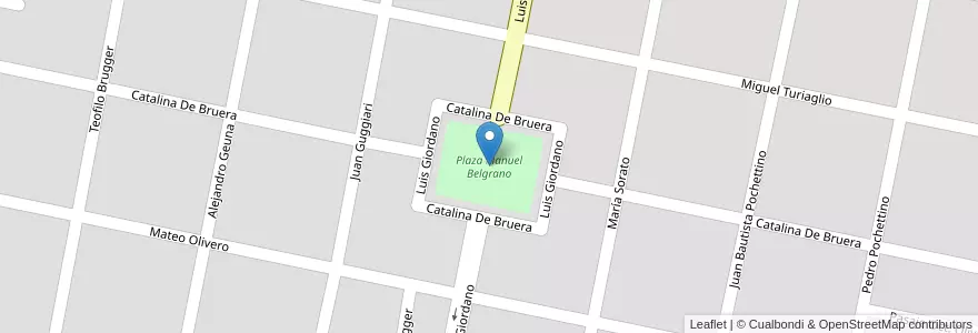 Mapa de ubicacion de Plaza Manuel Belgrano en アルゼンチン, コルドバ州, Departamento San Justo, Pedanía Juárez Celman, Municipio De El Fortín, El Fortín.