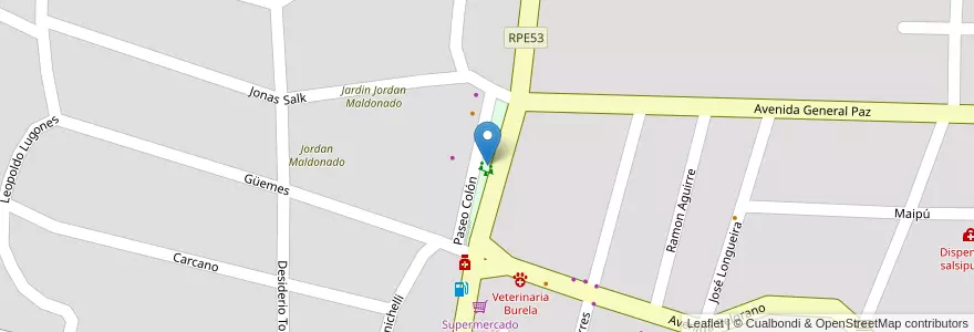 Mapa de ubicacion de Plaza Manuel Belgrano en Аргентина, Кордова, Departamento Colón, Pedanía Río Ceballos, Municipio De Salsipuedes, Salsipuedes.