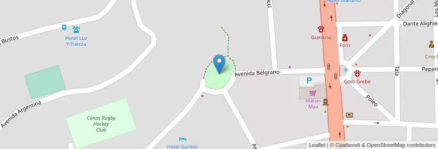 Mapa de ubicacion de Plaza Manuel Belgrano en 阿根廷, Córdoba, Departamento Punilla, Pedanía San Antonio, Municipio De Villa Giardino, Villa Giardino.