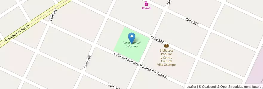 Mapa de ubicacion de Plaza Manuel Belgrano en Argentina, Buenos Aires, Partido De Berazategui, Ranelagh.