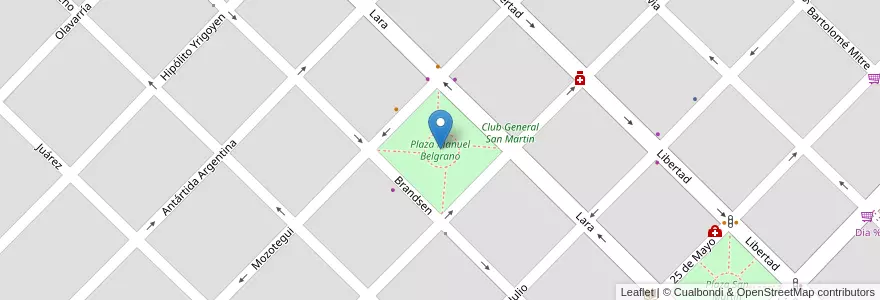 Mapa de ubicacion de Plaza Manuel Belgrano en Argentina, Buenos Aires, Partido De Cañuelas, Cañuelas.