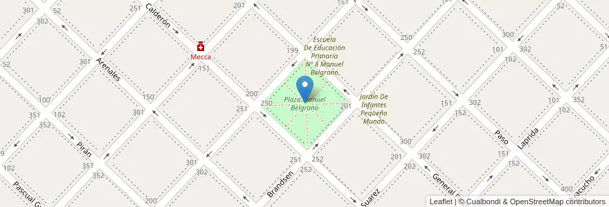 Mapa de ubicacion de Plaza Manuel Belgrano en アルゼンチン, ブエノスアイレス州, Partido De Chivilcoy, Chivilcoy.