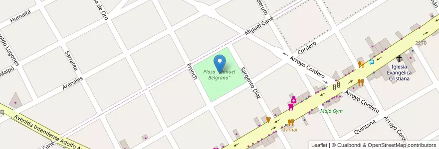 Mapa de ubicacion de Plaza "Manuel Belgrano" en アルゼンチン, ブエノスアイレス州, Partido De San Fernando, Victoria.