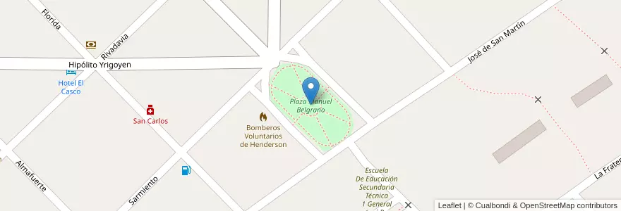 Mapa de ubicacion de Plaza Manuel Belgrano en آرژانتین, استان بوئنوس آیرس, Partido De Hipólito Yrigoyen.