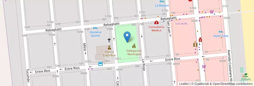 Mapa de ubicacion de Plaza Manuel Belgrano en アルゼンチン, Partido De La Costa, La Lucila Del Mar.