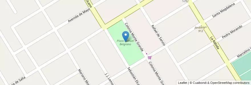 Mapa de ubicacion de Plaza Manuel Belgrano en Argentinië, Buenos Aires, Partido De Esteban Echeverría, 9 De Abril.