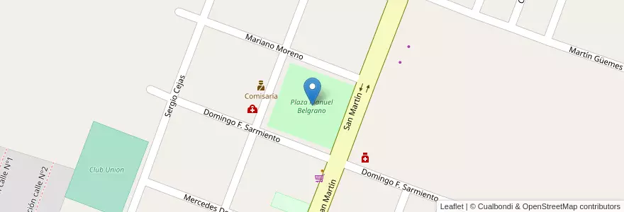 Mapa de ubicacion de Plaza Manuel Belgrano en الأرجنتين, تشيلي, Mendoza, Departamento Tunuyán, Distrito Vista Flores.