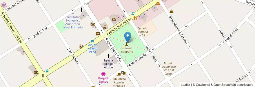 Mapa de ubicacion de Plaza Manuel Belgrano en アルゼンチン, ブエノスアイレス州, Partido De José C. Paz.