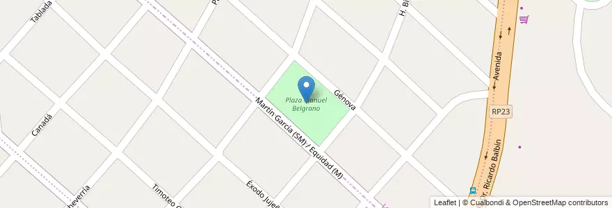 Mapa de ubicacion de Plaza Manuel Belgrano en Argentina, Buenos Aires, Partido De San Miguel, Partido De Moreno, Santa María.
