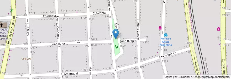 Mapa de ubicacion de Plaza Manuel Belgrano en Arjantin, Şili, Mendoza, Godoy Cruz, Departamento Godoy Cruz, Distrito Ciudad De Godoy Cruz.